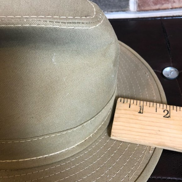 Men's HatQuarters USA by Henschel Canvas Fedora Hat Khaki Durable Waterproof - Picture 7 of 7